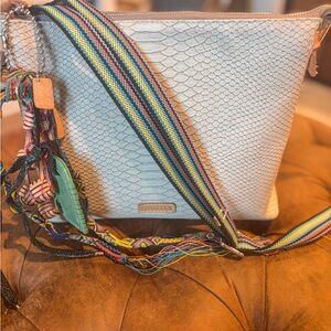 Consuela Cream Crossbody Bag with Multicolor Strap